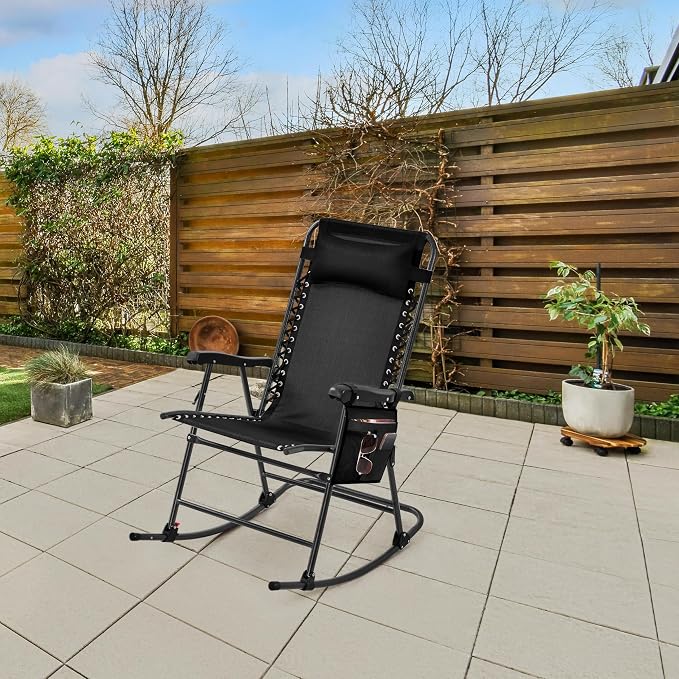 Yaheetech 26in Rocking Chair Outdoor Zero Gravity Folding Chairs Rocking Chairs - Image 4