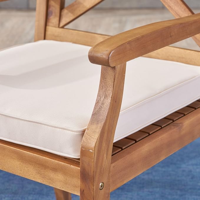 Christopher Knight Home Justin Outdoor 7 Piece Acacia Wood Dining Set, Teak - Image 5