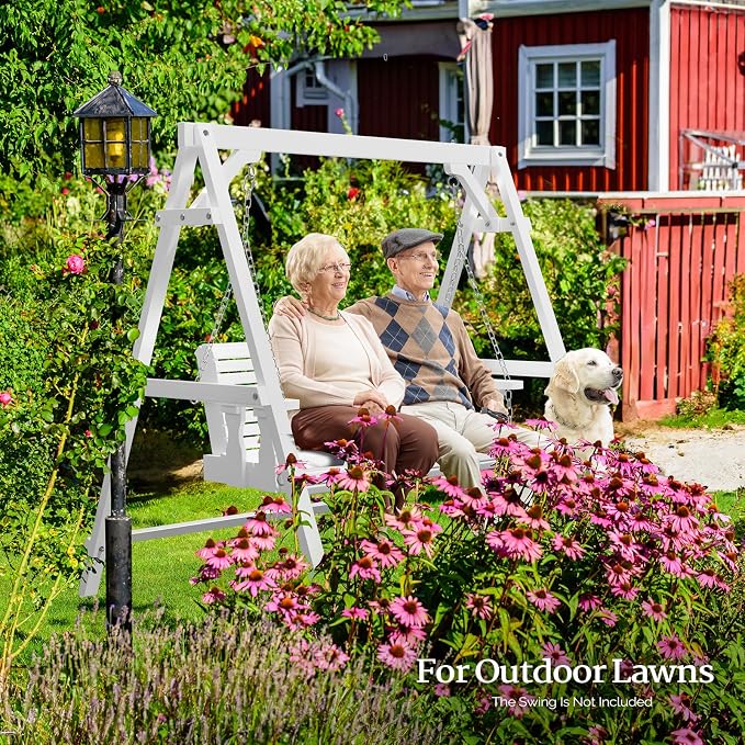 VINGLI 4FT Porch Swing Frame, 660 LBS Capacity Wooden A-Frame Swing Stand - Image 7