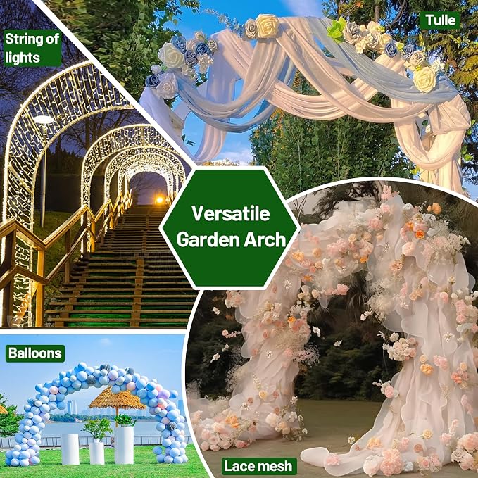 Twira Garden Arch Trellis, 7.9FT Metal Garden Arbor Trellis - Image 8