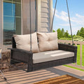 YITAHOME Wicker Hanging Porch Swing Chair Outdoor Brown Rattan Patio Swing by YITAHOME