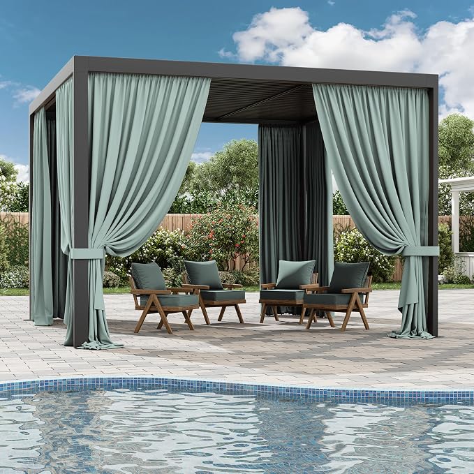 Gazebo Universal Replacement Privacy Curtain, 4-Panels Sidewall Curtains - Image 6