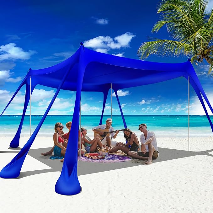 Beach Canopy Beach Tent Pop Up Shade 10x10ft Sun Shelter UPF50+ by VIONMI