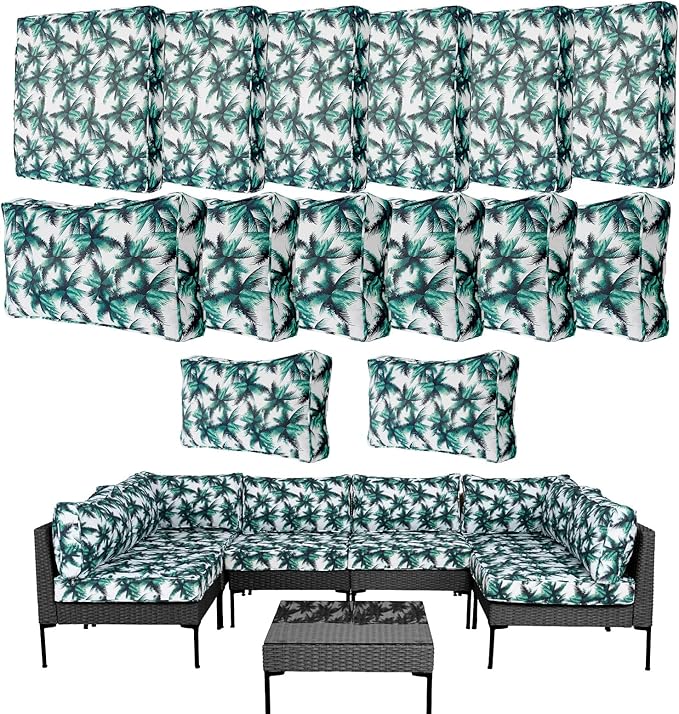 14Pcs Outdoor Cushion Covers Replacement Washable Waterproof UV w/Zipper by Frxeyaliz
