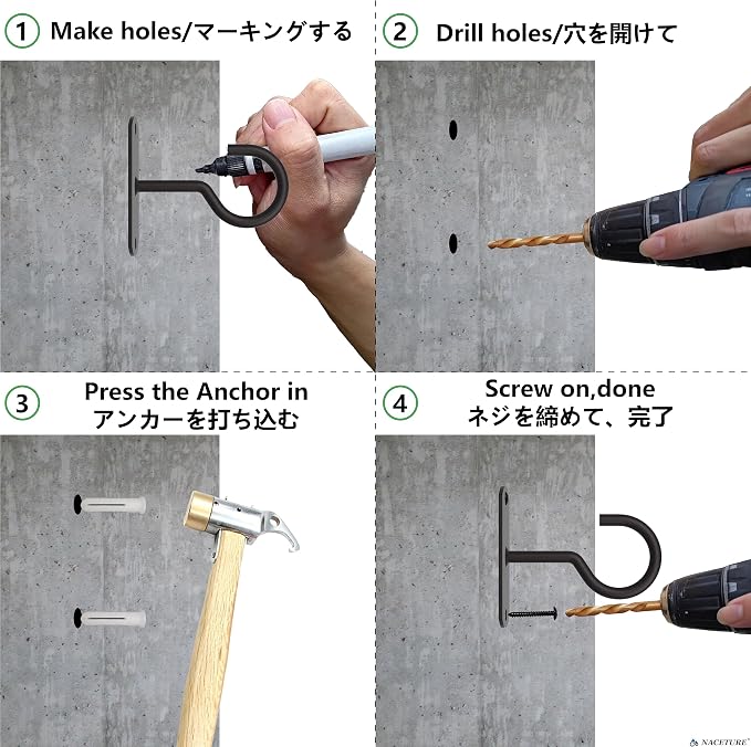 NACETURE Ceiling Hooks Heavy Duty 2 Pack - Image 3