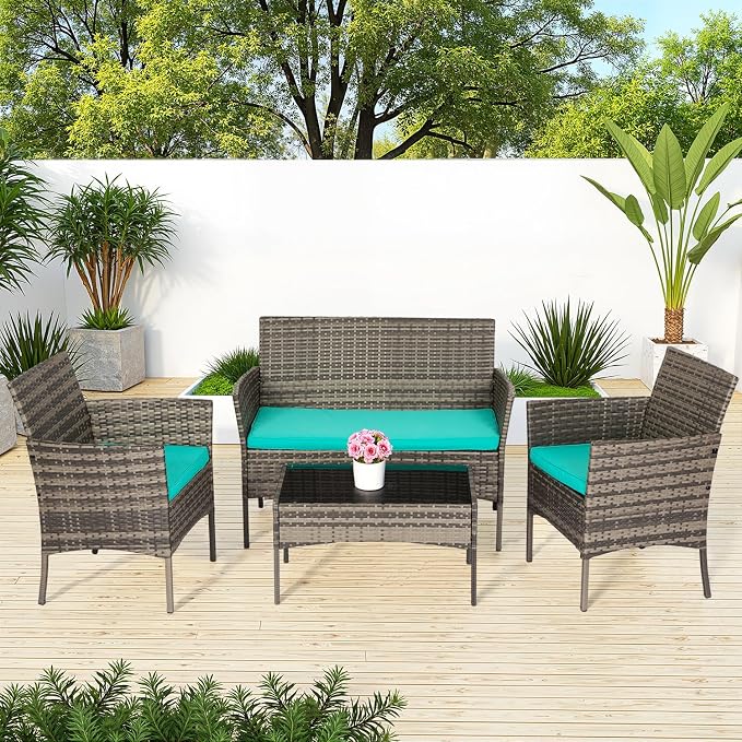 FDW Outdoor Patio Furniture Set Wicker Patio Set PE Rattan Furniture Bistro Set - Image 2