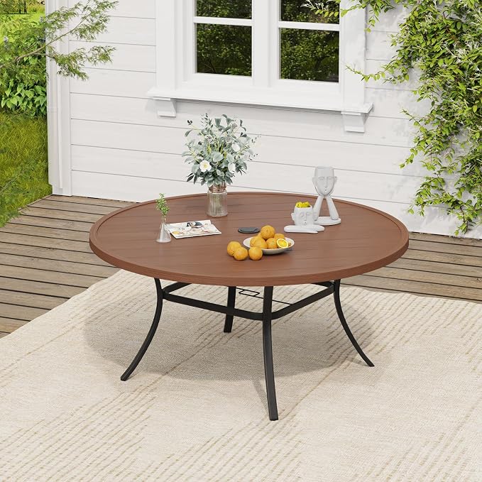VICLLAX 53" Round Patio Table, Outdoor Dining Table by HOME