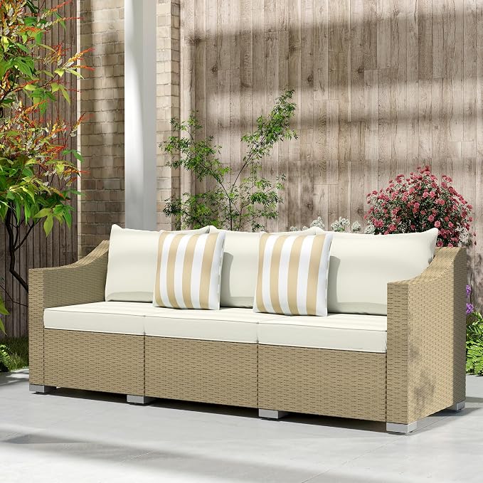 Outsunny 3 Seater Patio Sofa, Wicker Sofa - Image 7