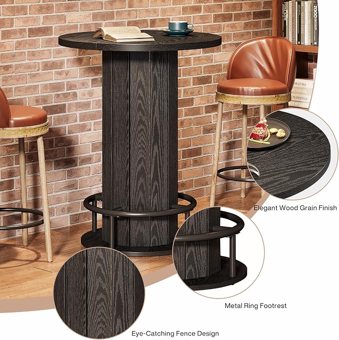 Tribesigns Round Dining Table Set of 2, Bar Height Commercial Kitchen Table - Image 8