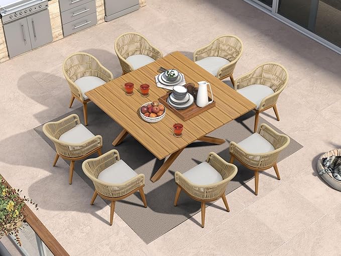 PURPLE LEAF 9 Pieces Patio Dining Set by PURPLELEAF