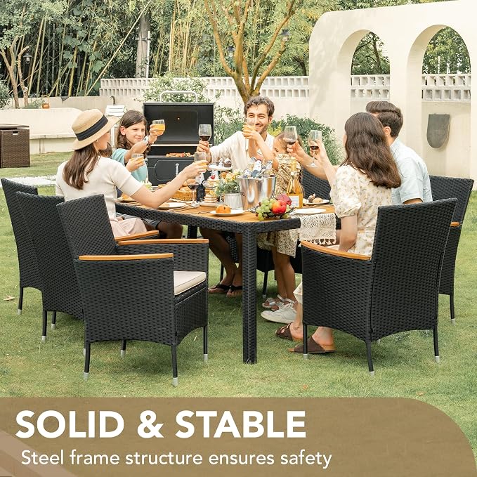 Devoko Outdoor Patio Dining Sets 9 Pieces Wicker Outdoor Dining Table and - Image 7