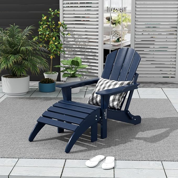 WO Home Furniture Adirondack Ottoman Outdoor Patio Footrest 13.5" Inch Folding - Image 2