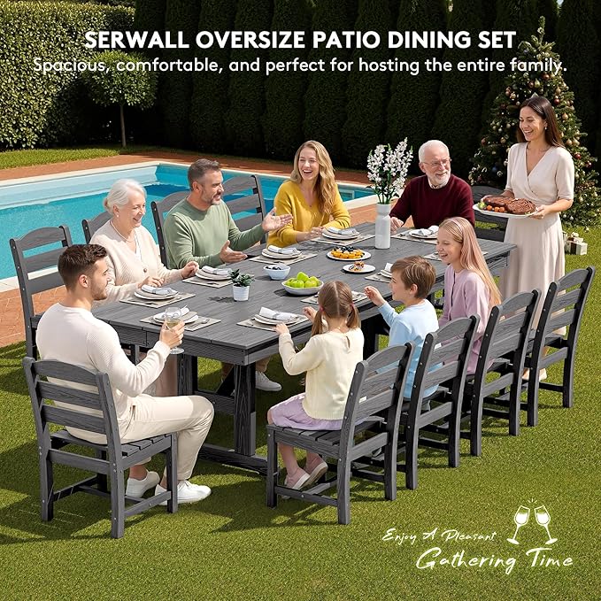 SERWALL 11 Piece Outdoor Dining Set - Image 8