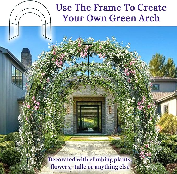 YardGrow Large Garden Support Arch Frame Climbing Plant Arch Arbor - Image 4