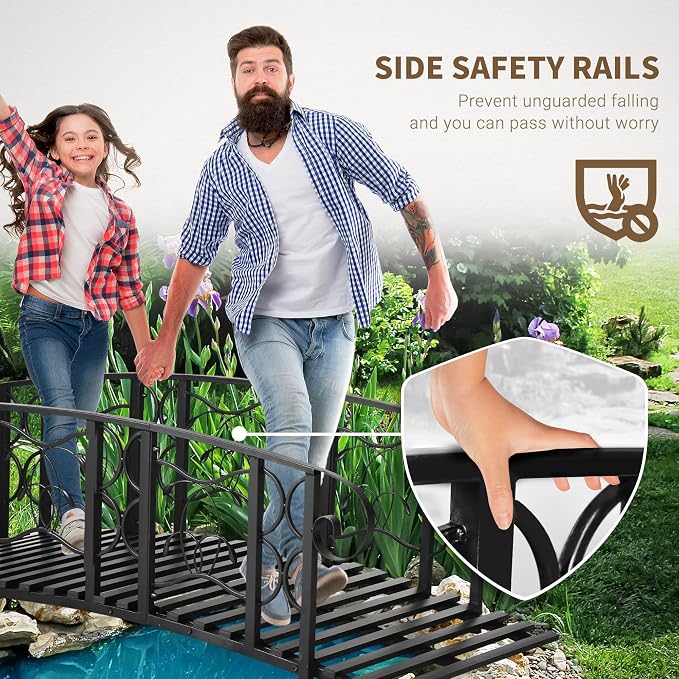 Outsunny 6' Metal Arch Backyard Garden Bridge - Image 4