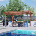 12' x 10' Outdoor Wood Pergola, Wooden Patio Pergola Gazebo Sunshade by Hohuqeri