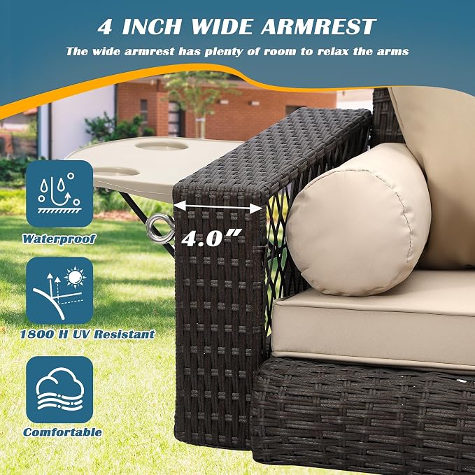 Outdoor Wicker Patio Porch Swing - Image 3