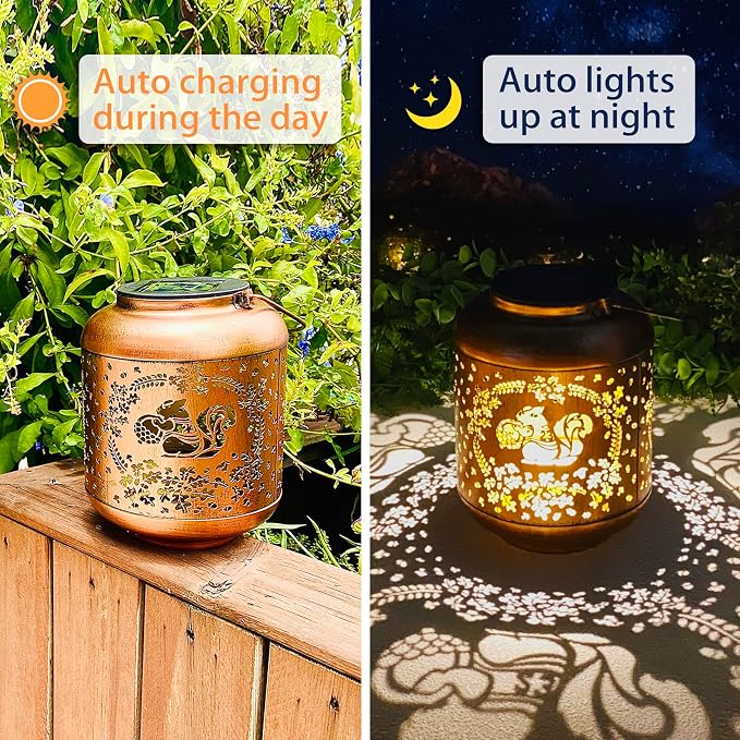 2 Pack Squirrel Solar Lanterns Outdoor Waterproof Hanging Solar Lights Squirrel - Image 3