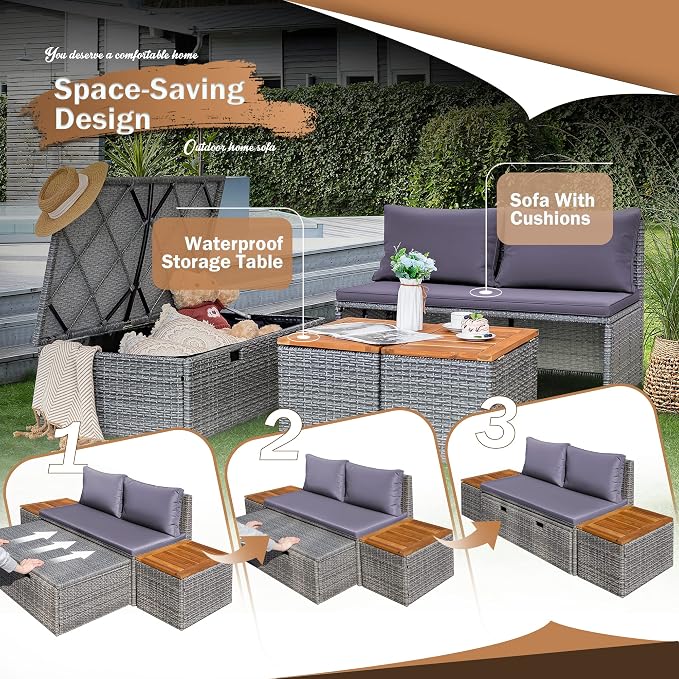 Devoko Patio Day Bed with 2 Side Tables Outdoor Daybed Set - Image 7