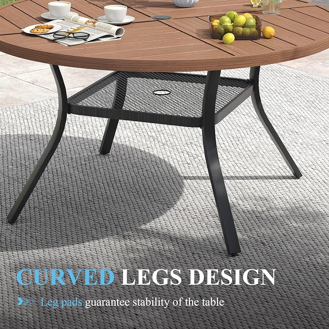 VICLLAX Patio Table and Chair Set of 6, All Weather Metal Round Outdoor Dining - Image 6
