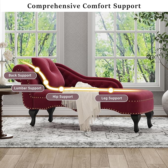 Merax 62'' Velvet Chaise Lounge Indoor - Image 3