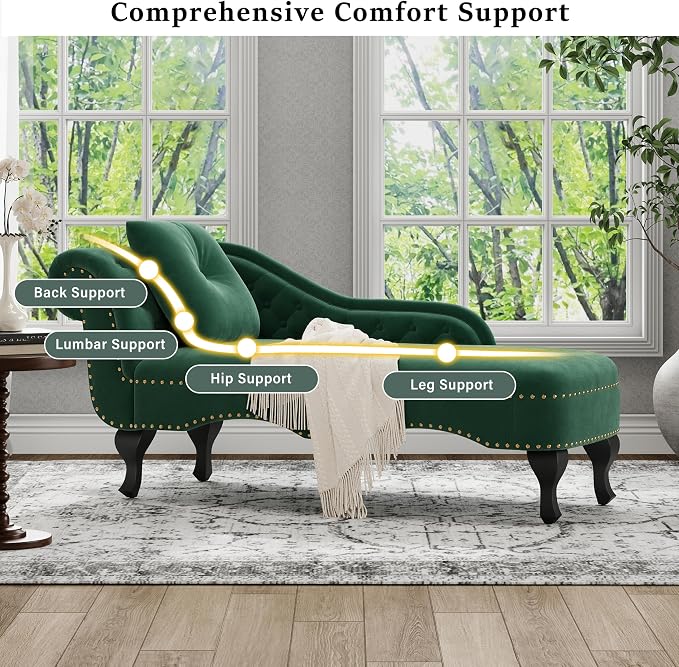 Merax 62'' Velvet Chaise Lounge Indoor - Image 5