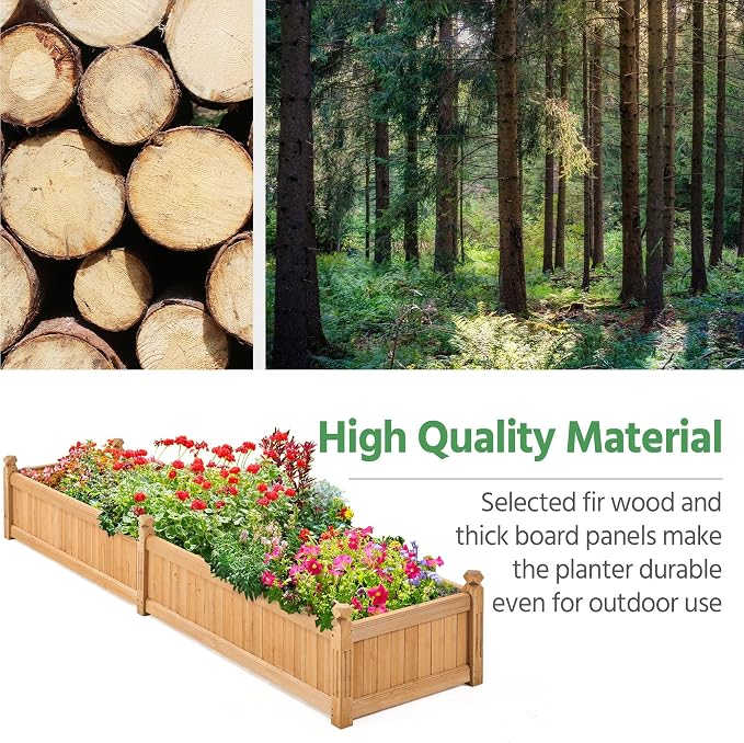 Yaheetech 90.5″ L×23.5″ W×16″ H Wooden Raised Garden Bed, Horticulture Wood - Image 7