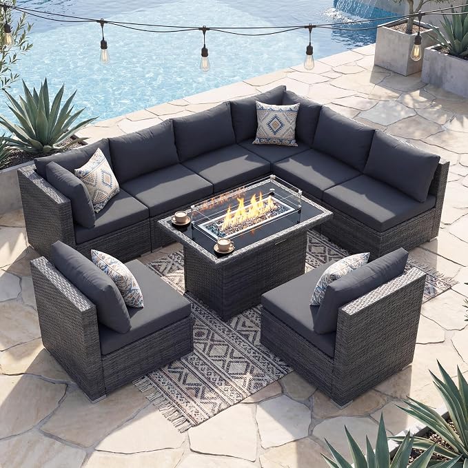 NICESOUL 9 Piece Modern Outdoor Furniture Set - Image 2