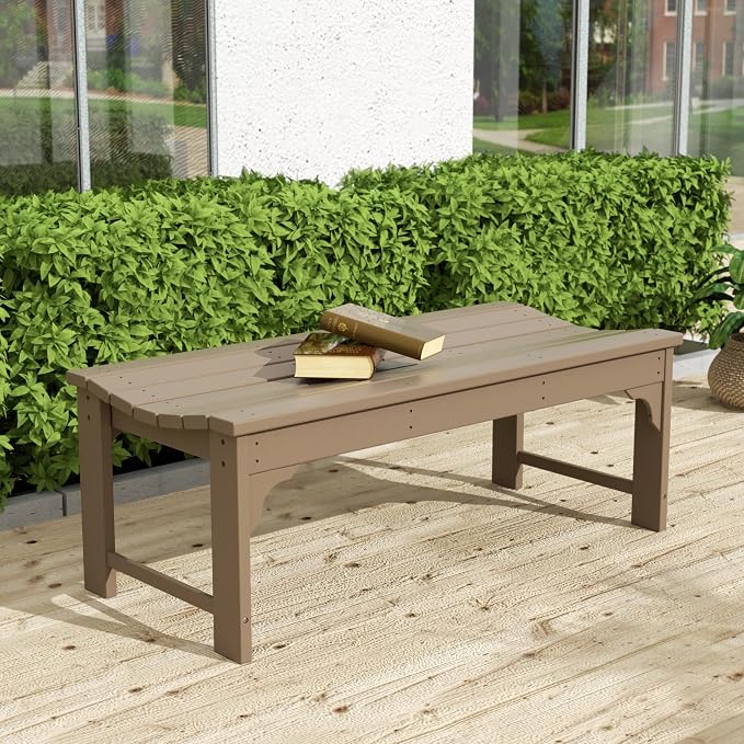 WO Home Furniture Outdoor 46" Backless HDPE Adirondack Bench, Poly Lumber Seat - Image 2
