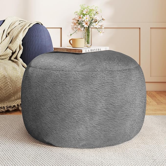 Round Pouf Ottoman Foot Rest, 29 X 18Inch Floor Poufs Footstool, A Round Modern by Gericco