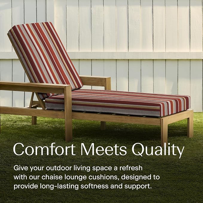 Honeycomb Outdoor Heritage Chaise 21.5 x 70, Stripe Brick Chaise Lounge Cushion - Image 2