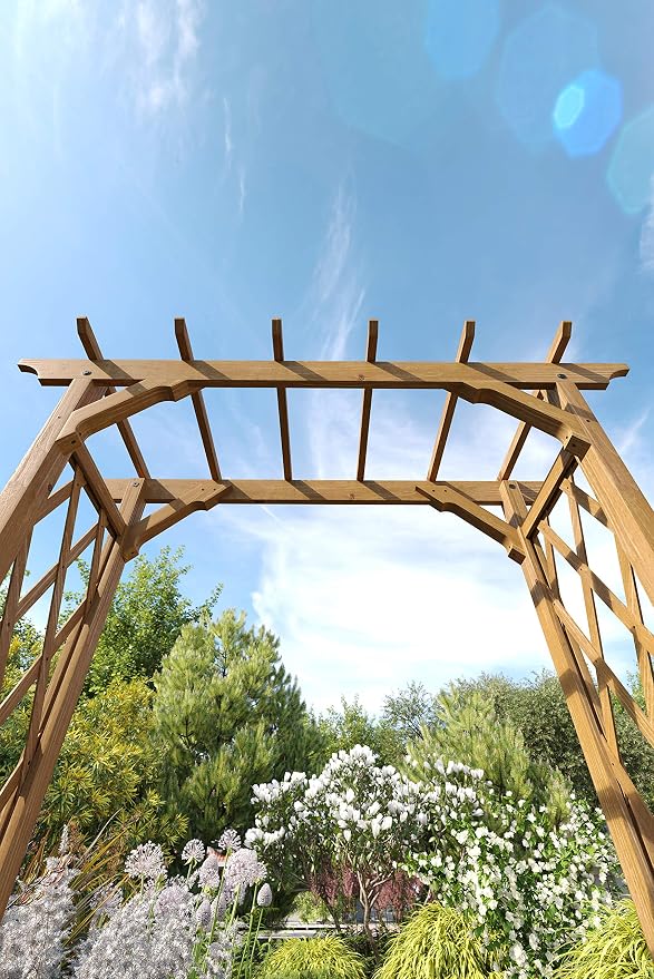 Vita Heartwood Cedar Wood Arbor – 55" x 88" Golden Brown Garden Arch, Durable - Image 3