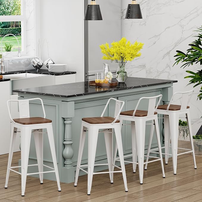 Yongchuang 30 inch Metal Bar Stools Set of 4 Bar Height Barstools - Image 2