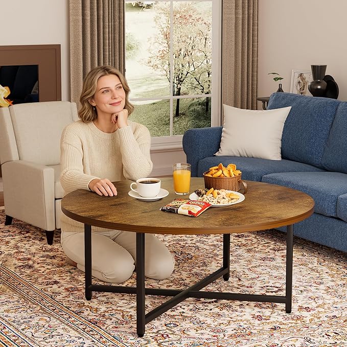 Coffee Table, 31.5" Large Round Coffee Table - Image 5