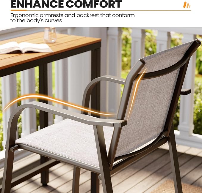 Crestlive Products Outdoor Bar Stools Set of 2, Counter Height Bar Stool - Image 5