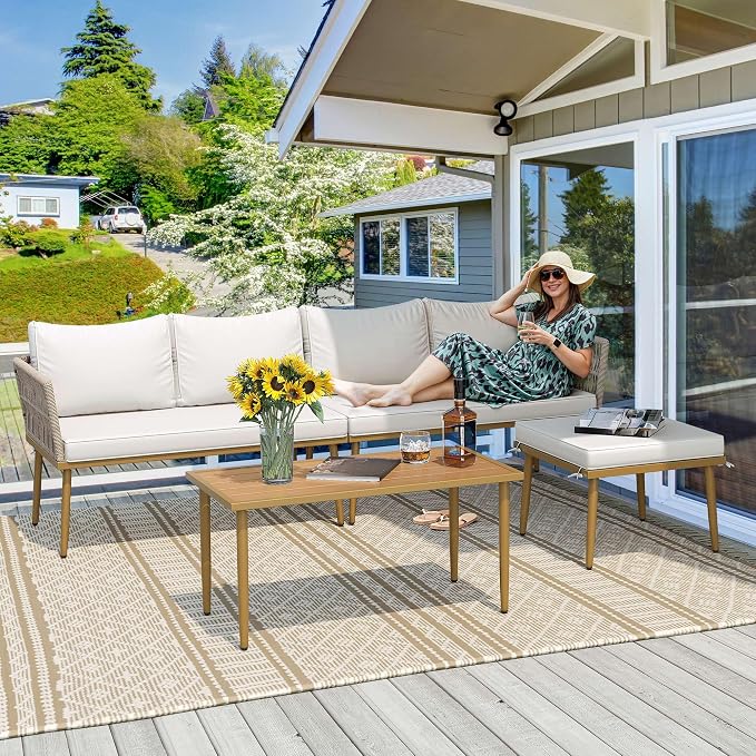 YITAHOME Patio Furniture Set, 6 Pieces Outdoor Rattan Woven Sectional Sofa - Image 2
