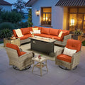 11-Piece Outdoor Sectional Sofa Set w/ 54" Fire Pit – L-Shaped Wicker Patio by CAODOCPatioFurniture