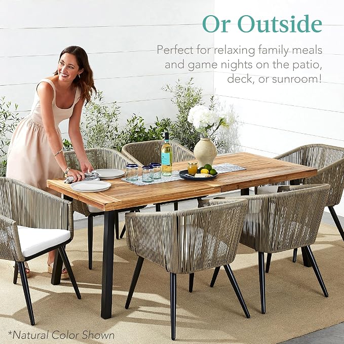 Best Choice Products 6-Person Indoor Outdoor Acacia Wood Dining Table, Picnic - Image 4