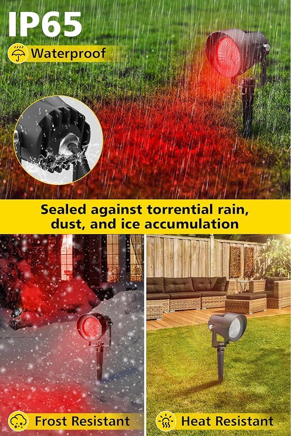 T-SUN Red Spotlight Outdoor, Waterproof LED Landscape Lighting - Image 4