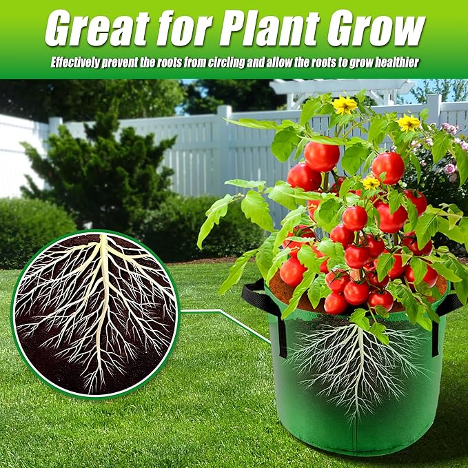 10 Gallon Grow Bags, 7 Pack Colorful Fabric Plant Pots - Image 4