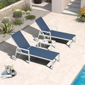 PURPLE LEAF Lounge Chair Outdoor Set 2 Pieces White Aluminum Chaise Lounge by PURPLELEAF