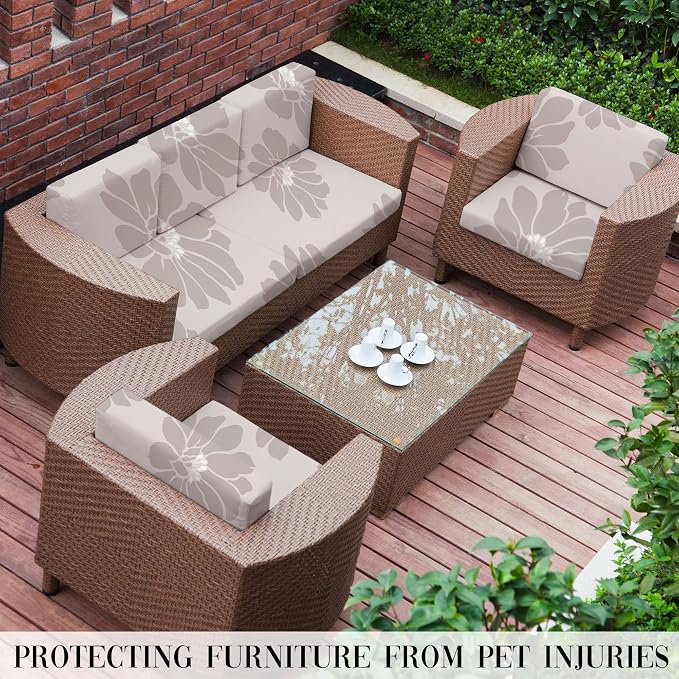 8Pcs Stretch Patio Cushion Covers Outdoor Cushion Cover, Jacquard Stretch - Image 6