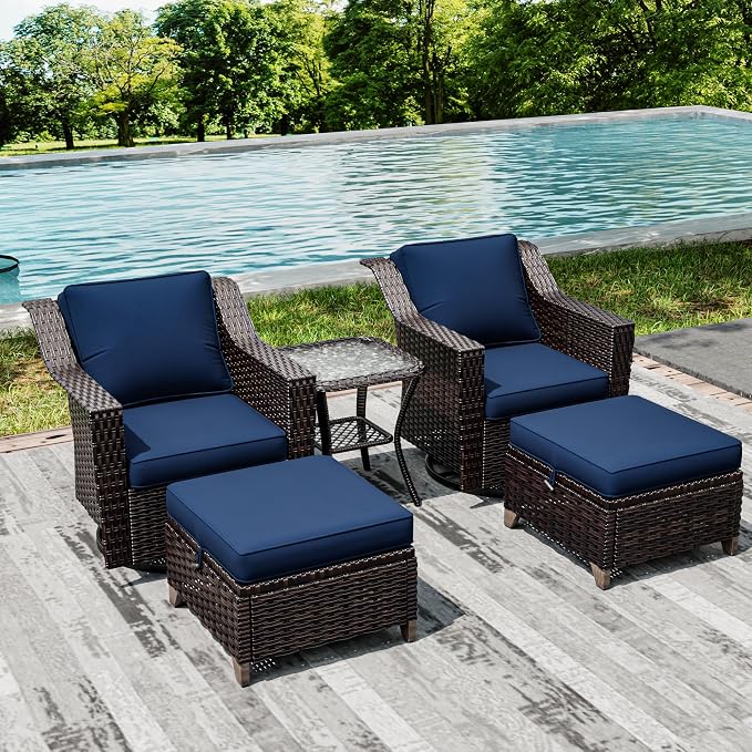Joyside Wicker Patio Furniture Sets, 5 Pieces Upgraded Large Size Outdoor - Image 7