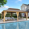 EROMMY 14'x24' Hardtop Gazebo, Galvanized Steel Double Roof by EROMMY