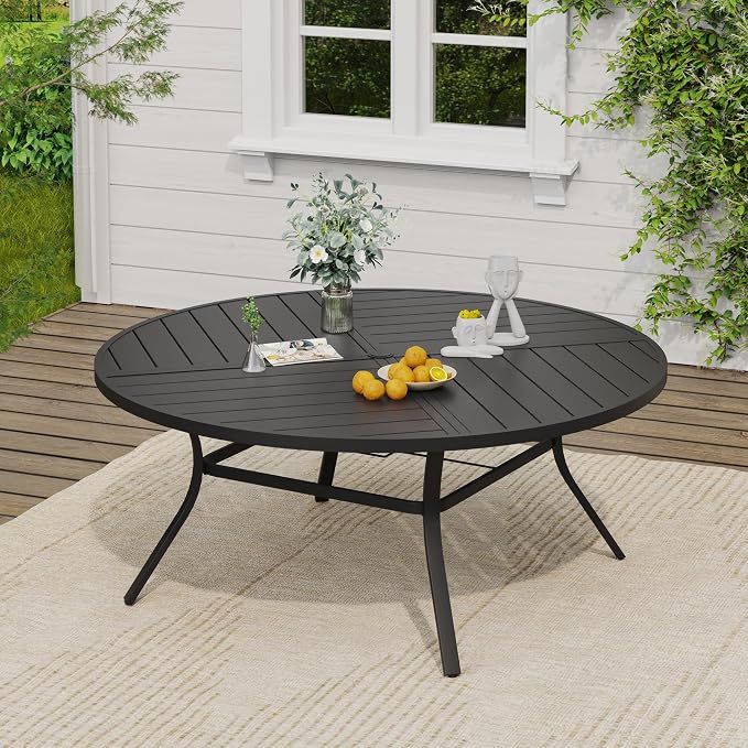 VICLLAX 60" Round Outdoor Table, Patio Dining Table - Image 2