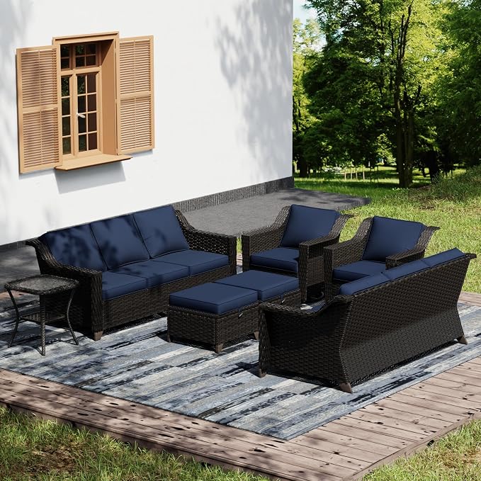 Joyside Wicker Patio Furniture Sets, 7 Pieces Upgraded Large Size Outdoor by Joyside