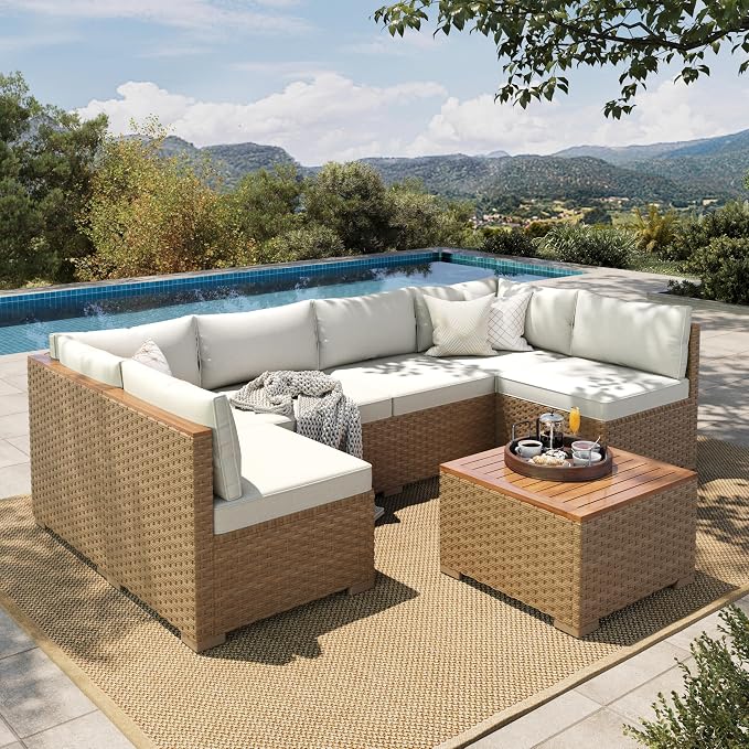 HERA'S HOUSE Wicker Patio Furniture Set, 7 Pieces Outdoor Sectional Sets by HERASHOUSE