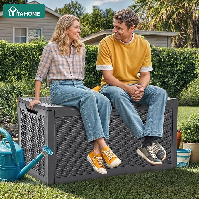YITAHOME 100 Gallon Outdoor Storage Box, Large Water Resistant Resin Deck Box - Image 2