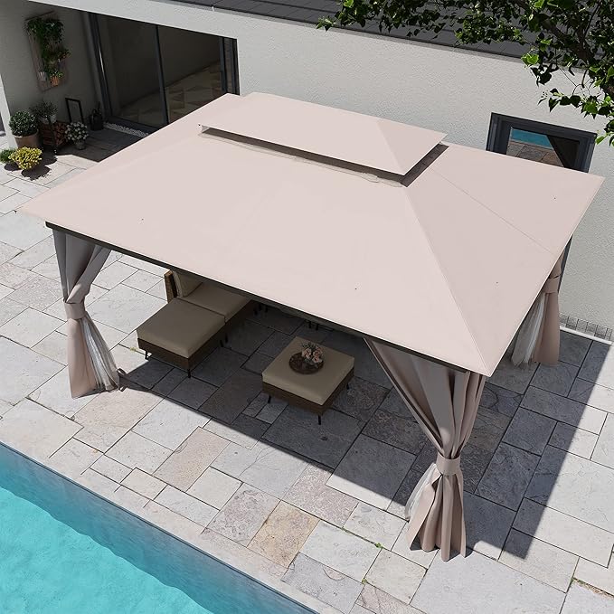 LAUSAINT HOME Semi-Permanent Outdoor Patio Gazebo 10'x13', Heavy Duty Party - Image 2