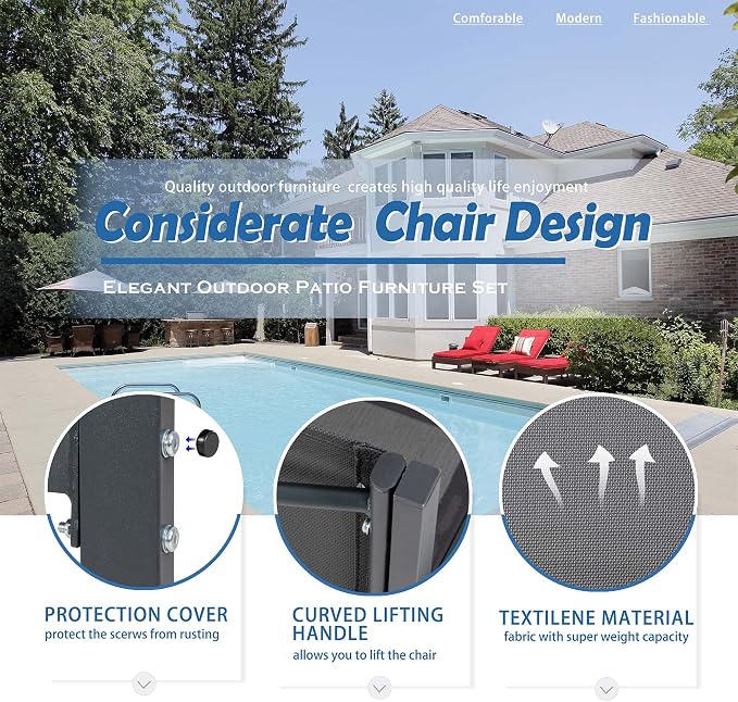 Vongrasig 4 Pieces Patio Furniture Set, Outdoor Patio Conversation Sets - Image 4